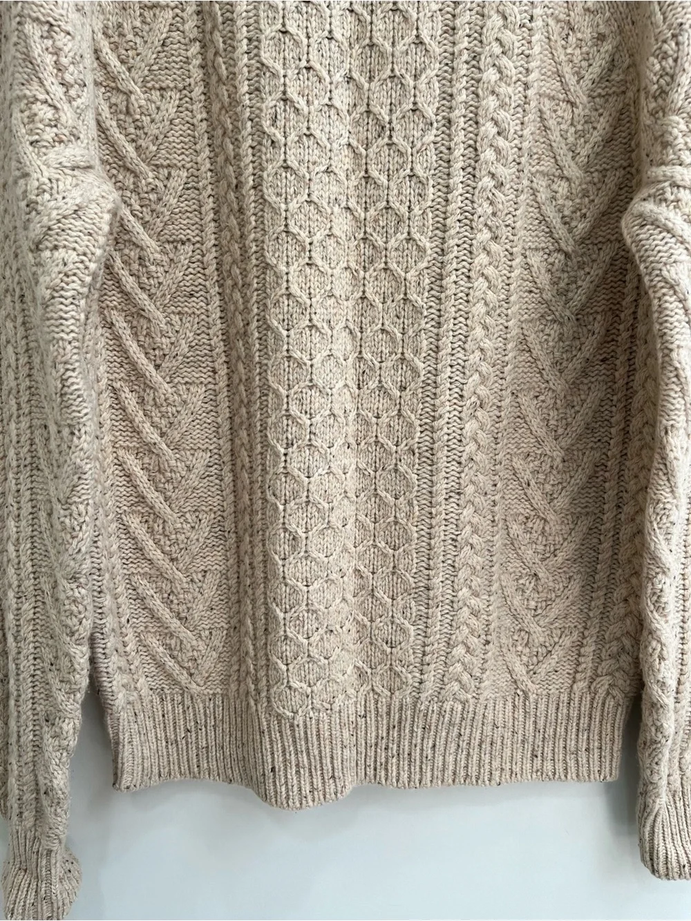 J Crew Rugged Merino Wool Blend Donegal Cable Knit Crewneck Sweater Medium